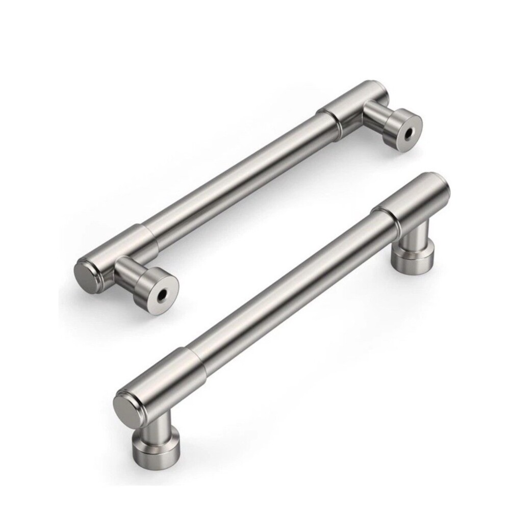 Amerdeco 10 Pack Brushed Satin Nickel Cabinet Pulls 5 Inch(128mm) Hole Center